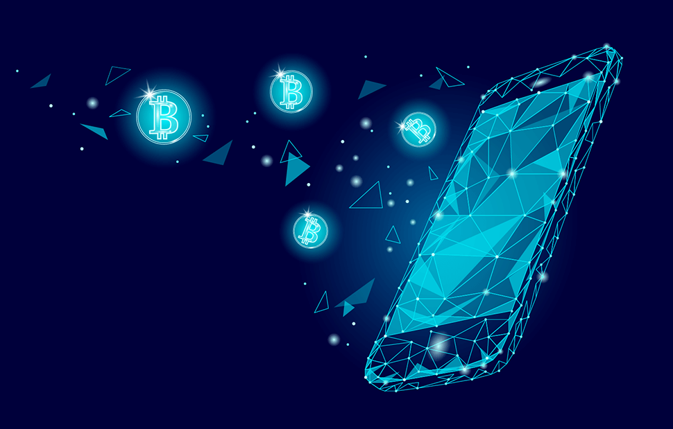 Mobile phone making crypto transactions